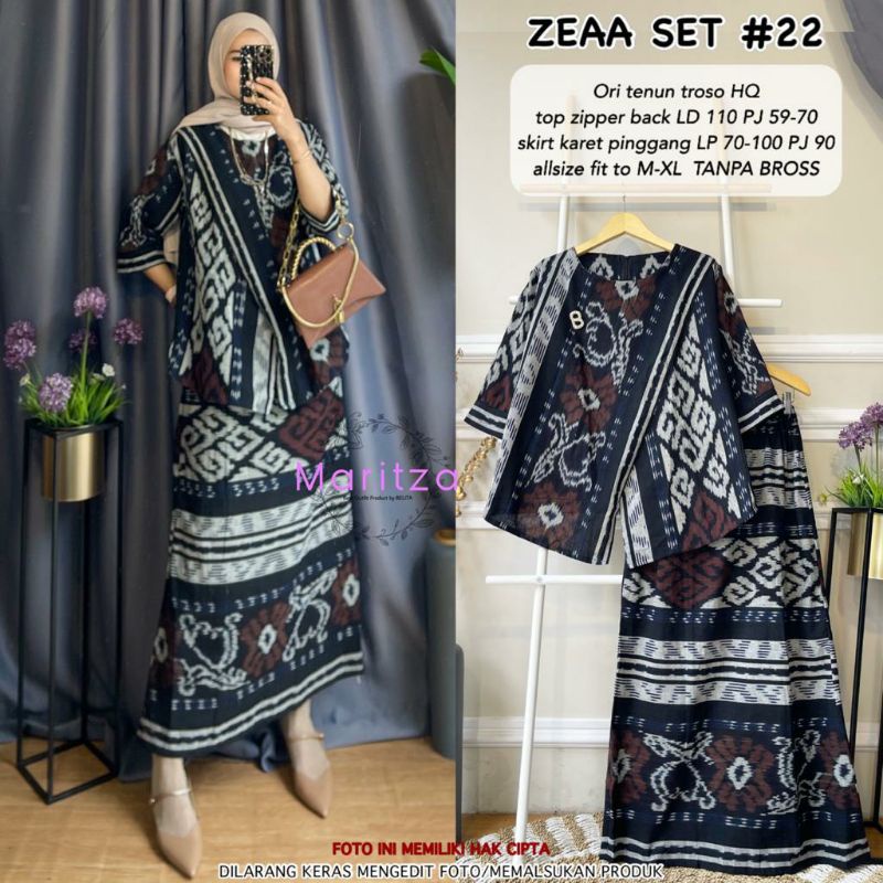 Zeaa Set / ori tenun roso high quality / baju kondangan tenun setelan tenun atasan baju rok