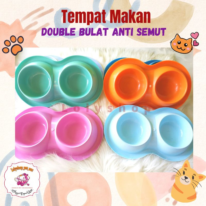 TEMPAT MAKAN KUCING DOUBLE BULAT ANTISEMUT