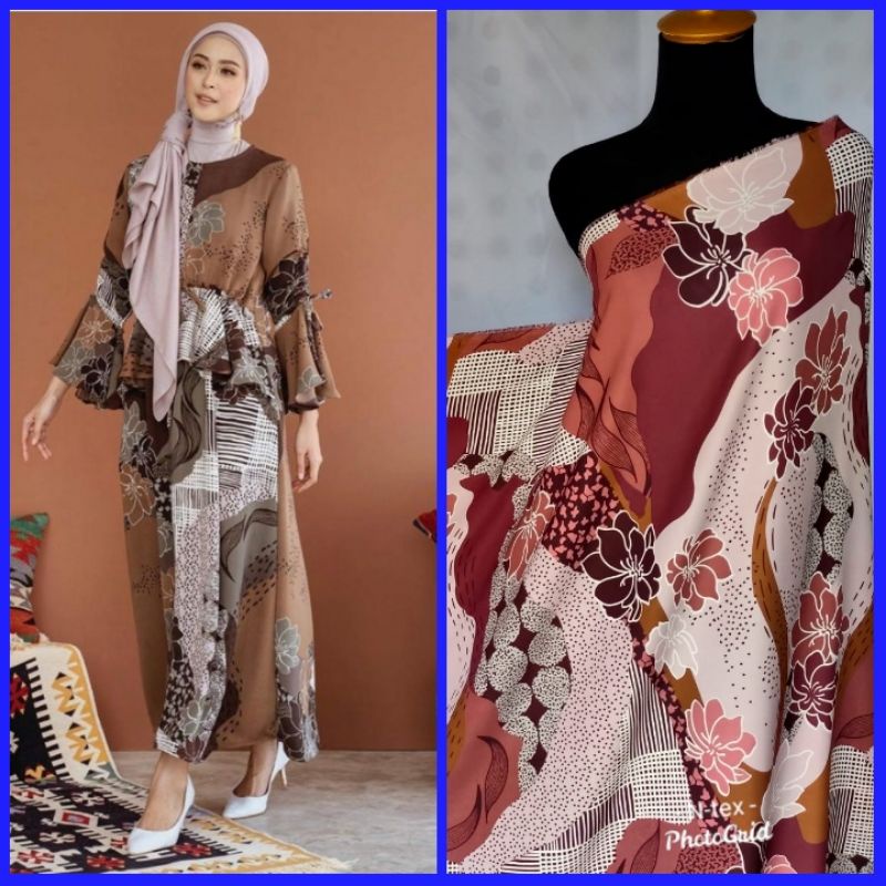 Kain Motif PradaCrepe Tania harga per setengah meter