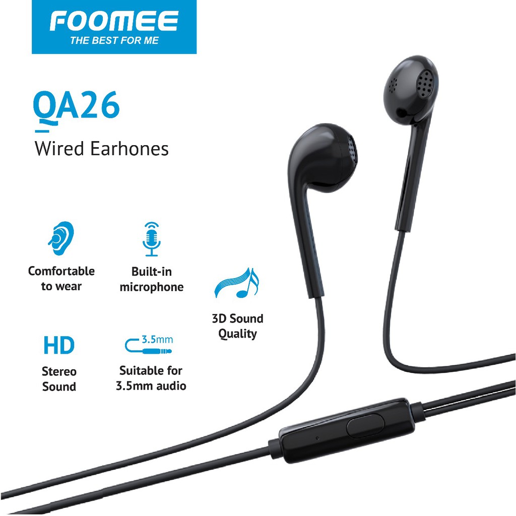 FOOMEE QA26 Wired earphones Shopee Indonesia