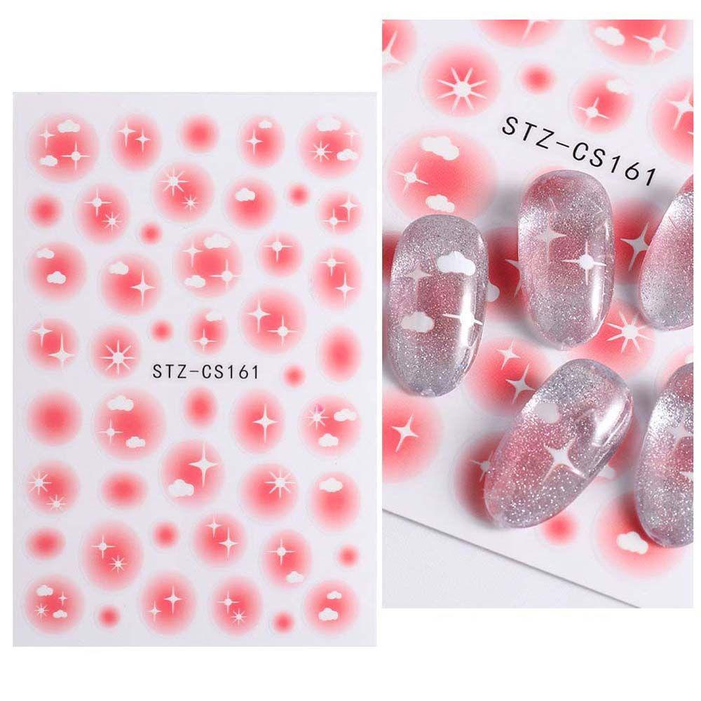 NEEDWAY Blush Stiker Kuku Bulan Karakter Cina Cinta Hati Bentuk Tidak Teratur Dekorasi Nail Art