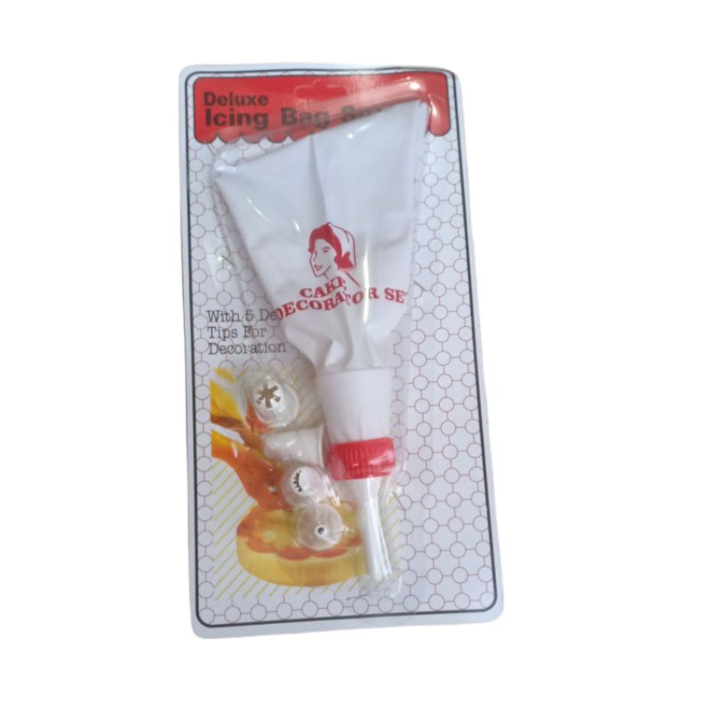 Deluxe icing bag Plastik set Dekorasi Cake Kue tart isi 5 Spuit