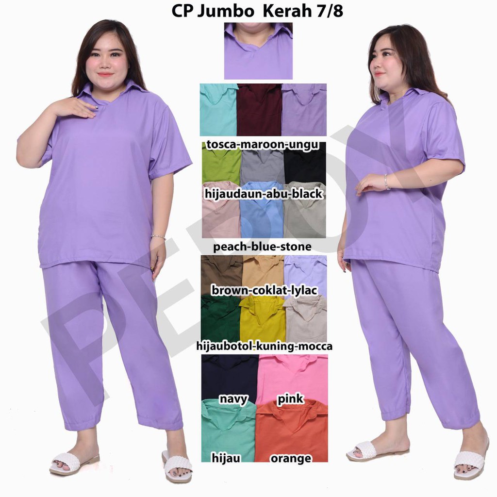 PEPOY Piyama Home Wear  CP JUMBO Celana 7/8  Polos Plain Katun Premium LD 116-120 Cm