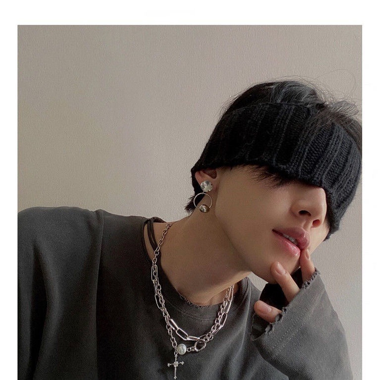IFYOU Kalung Rantai Choker Hias Mutiara Hati Warna Silver Gaya Vintage Korea Untuk Pria