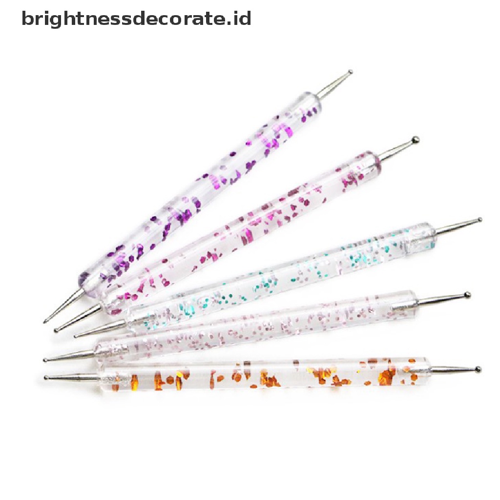 [birth] 5Pcs 2 Way Nail Art Dotting Painting Pen Manicure Nail Glitter Tools Dotting Pen [ID]