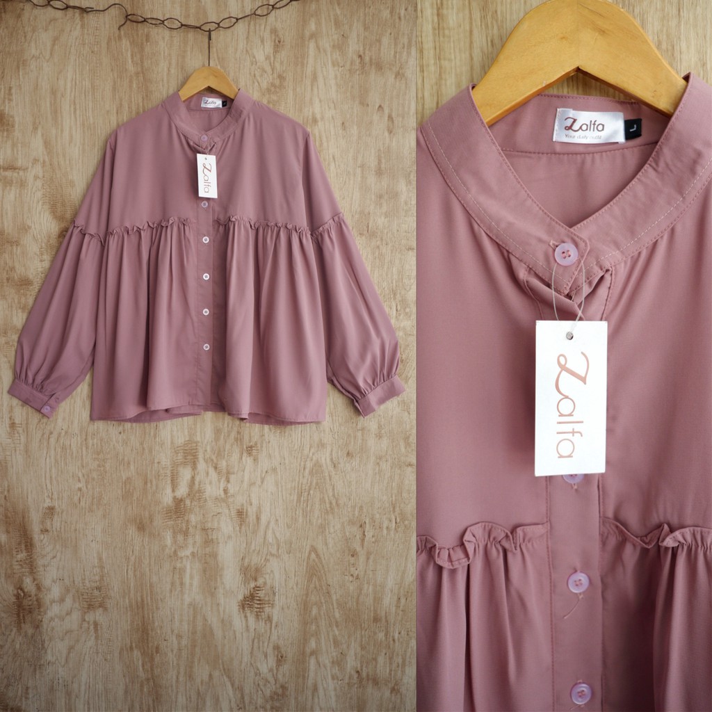 AMIRA BLOUSE by ZALFA OUTFIT / blouse polos / blouse wanita murah-Dusty