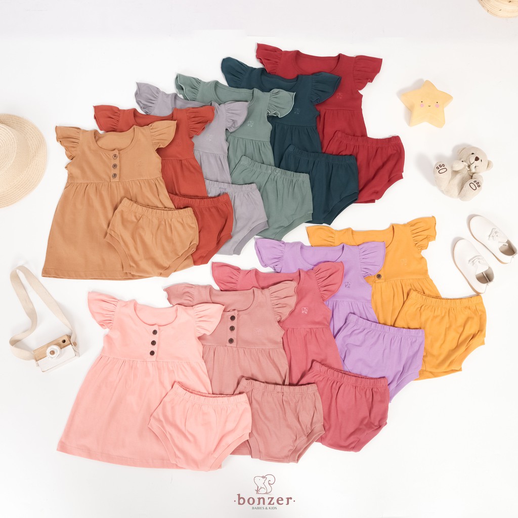 AB04 BONZER JANE RUFFLE DRESS DRESS BAYI DRESS ANAK FASHION ANAK PEREMPUAN 6-24 BULAN BONZER BABY