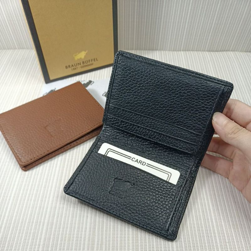 Card holder / Dompet kartu Braun kulit sapi asli + box