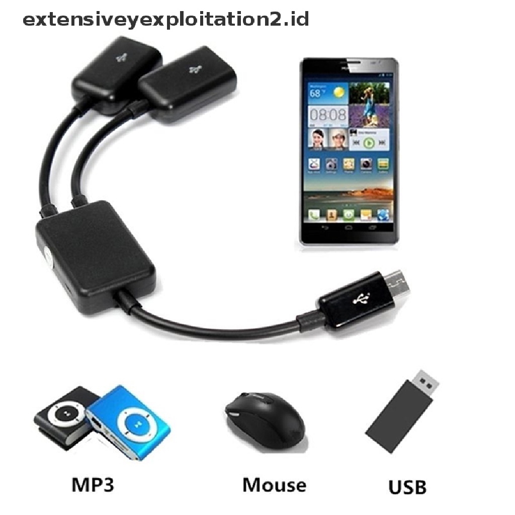 (Hotter) Kabel Adapter Hub Host Otg Dual Micro Usb Untuk Tablet Pc Dan Smartphone