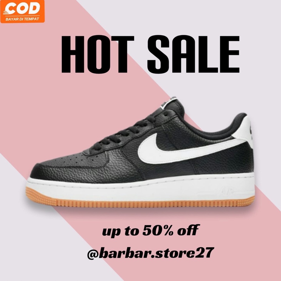 SNEAKERS NIKE AIR FORCE 1 LOW BLACK WHITE GUM SOLE/SEPATU SNEAKERS PRIA ORIGINAL INDONESIA