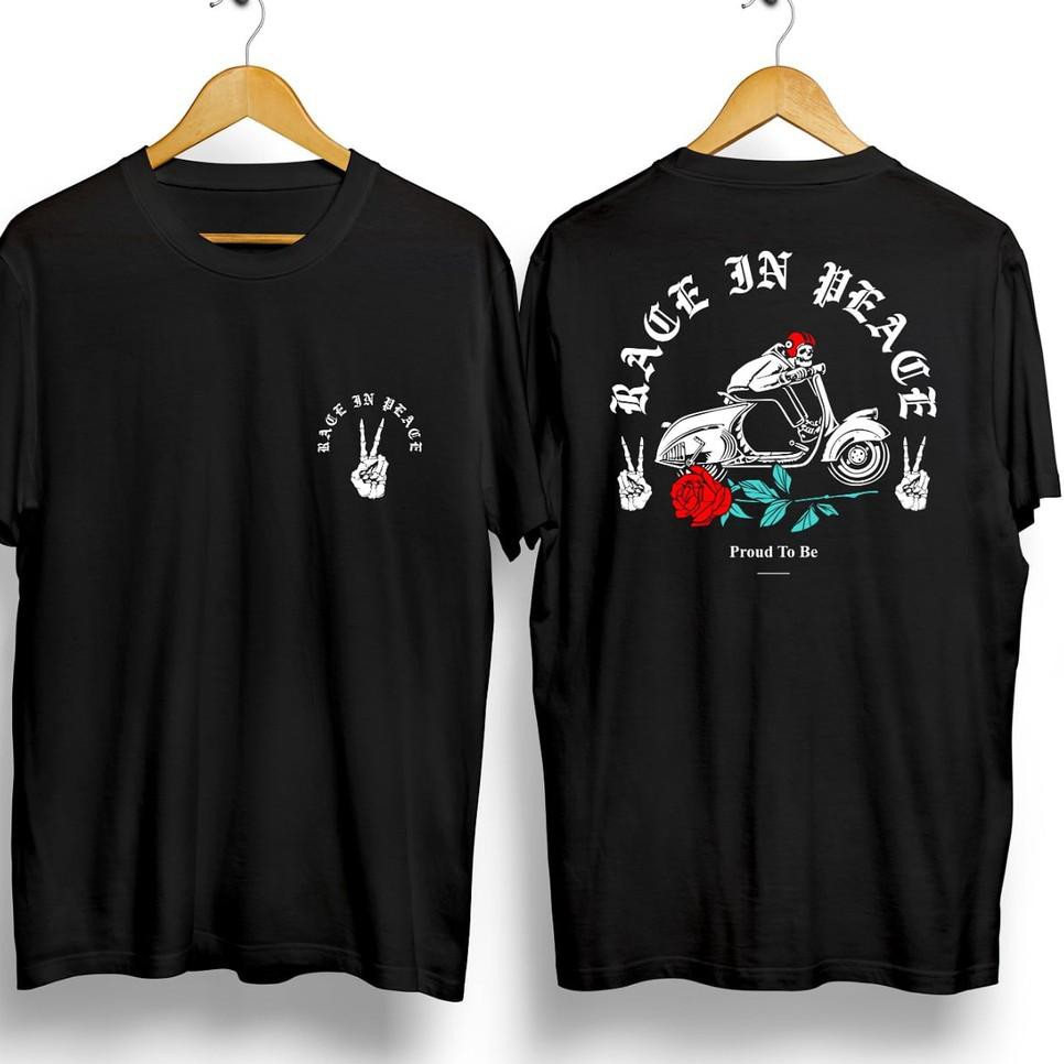 (Terbaik) DaveCollection - Kaos Pria Kaos Distro RACE AND PEACE Black CN801