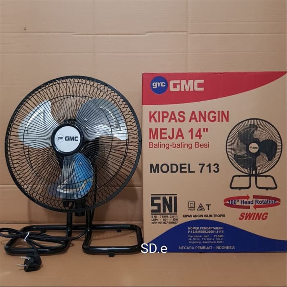 KIPAS ANGIN GMC 713- TORNADO DESK FAN - KIPAS MEJA 14 INCH 713 SWING SNI baling baling besi