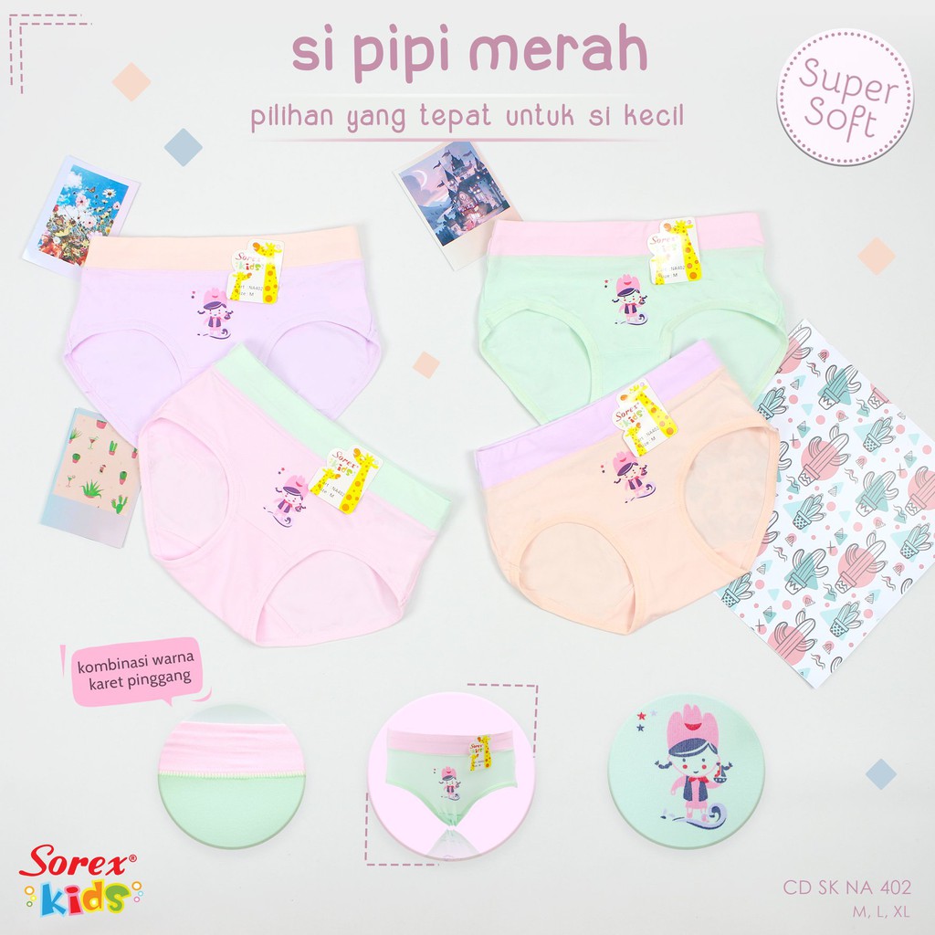 2 PCS CELANA DALAM SOREX KIDS ANAK PEREMPUAN / SOREX KIDS GIRLS UNDERWEAR PANTIES NA-401 | NA_402