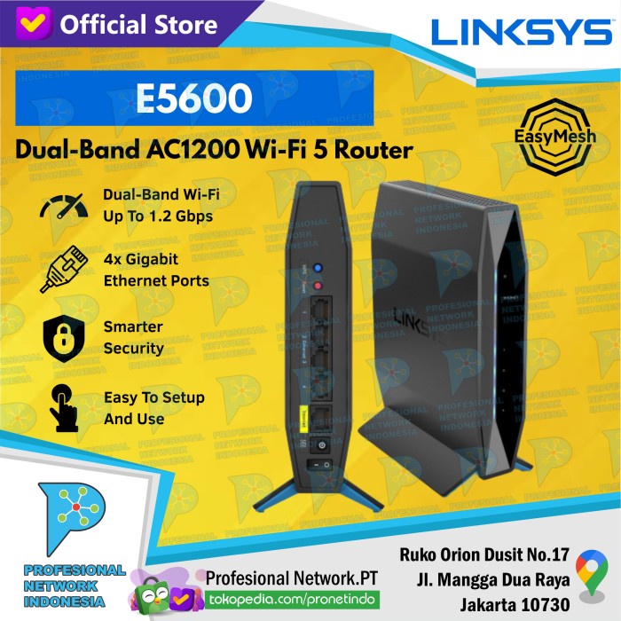 LINKSYS E5600 DUAL-BAND AC1200 WIFI 5 ROUTER E 5600 / LINKSYS E-5600