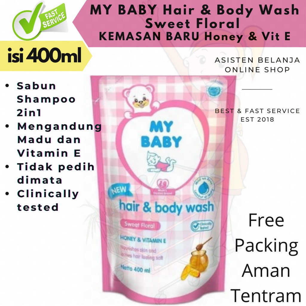 MY BABY Body Wash Sweet Floral 400ml 400 ml Sabun Mandi Cair Bayi Milk Bath Refil Refill MyBaby Hone