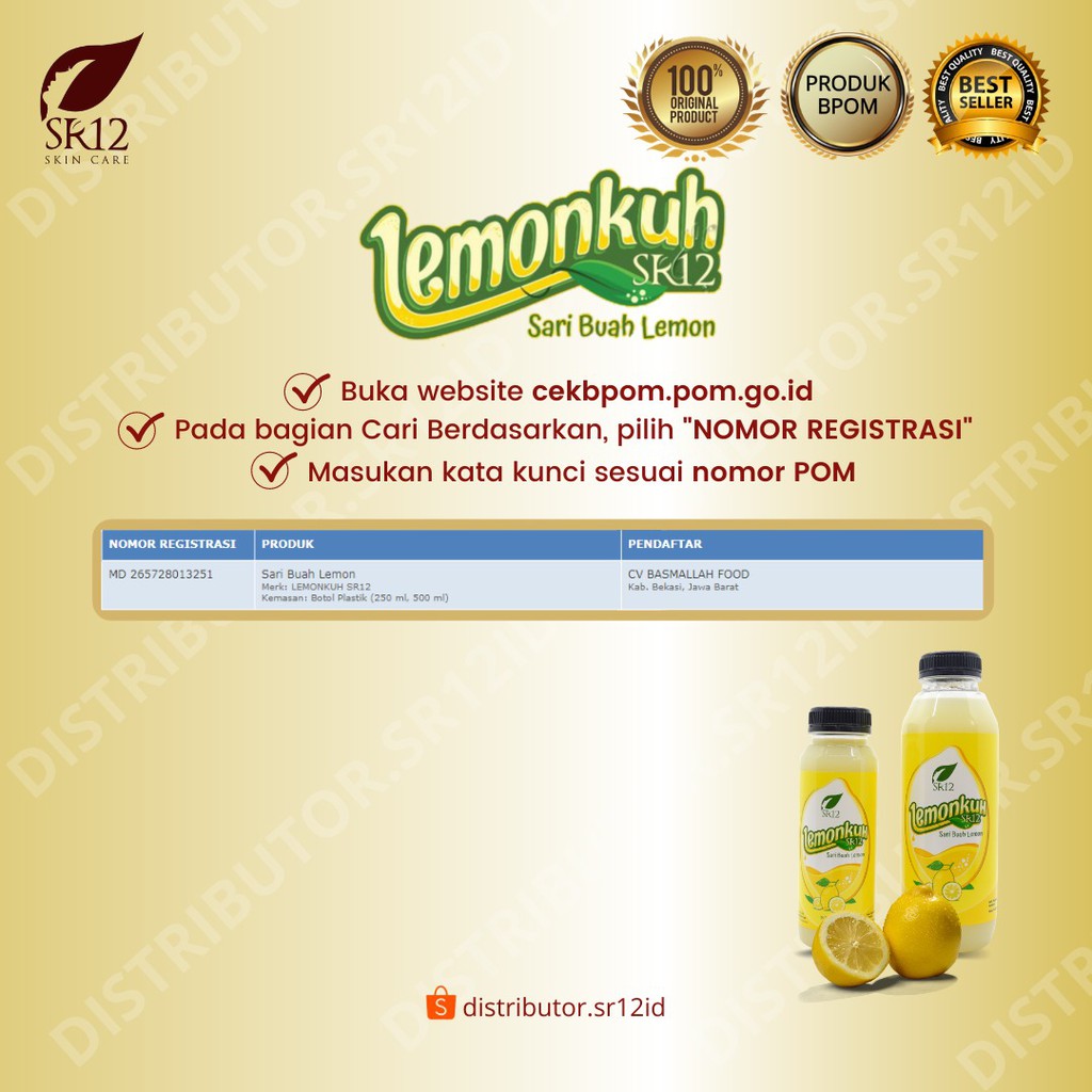 Lemonkuh SR12 Sari Buah Lemon Asli Minuman Herbal Daya Tahan Tubuh dan Diet Alami 250 ml 500 ml