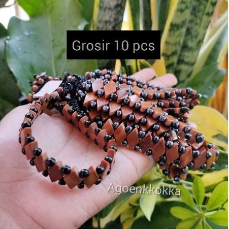 Grosir 10 pcs gelang getas manik coklat kokka kaukah