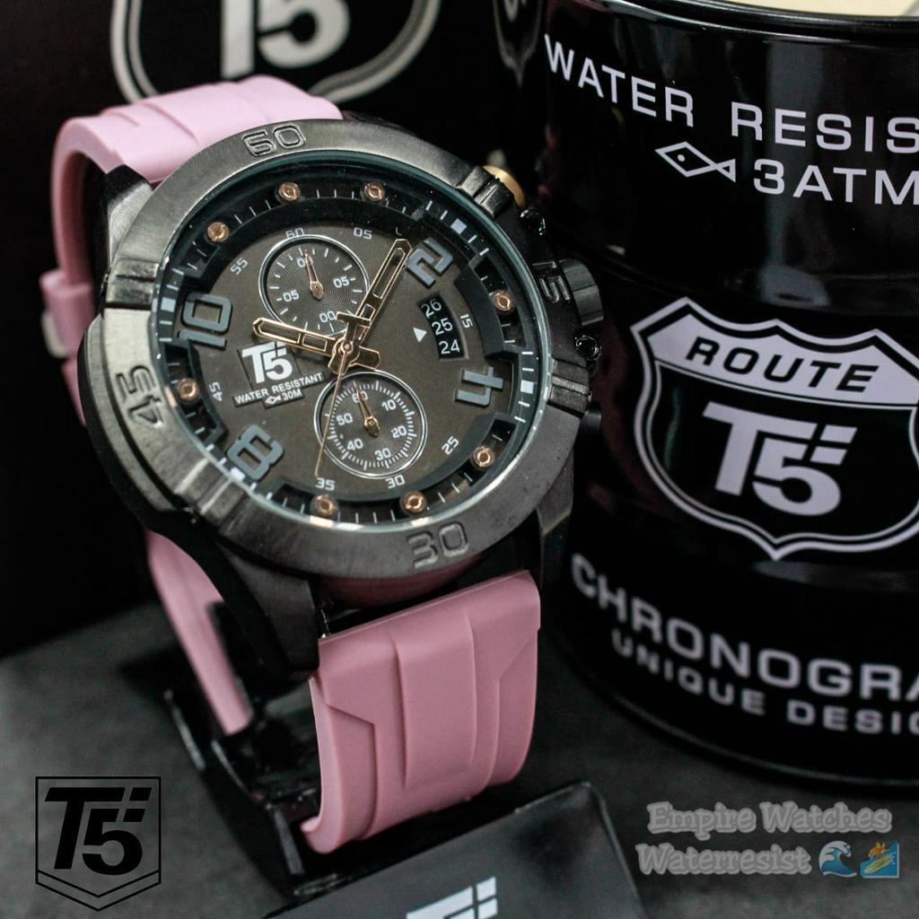 Jam Tangan T5 H3637G H3637 3637 Pria Cowok Analog Chrono dan Tanggal Aktif Strap Rubber Original Waterproof