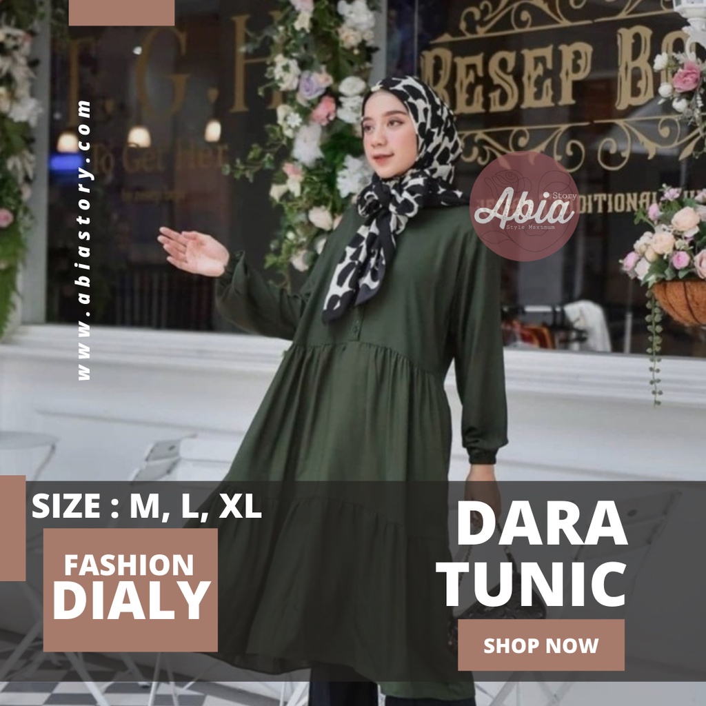 Baju Pakaian Wanita Midi Dress Dara Atasan Wanita Muslim Long Tunik Polos Bahan Rayon