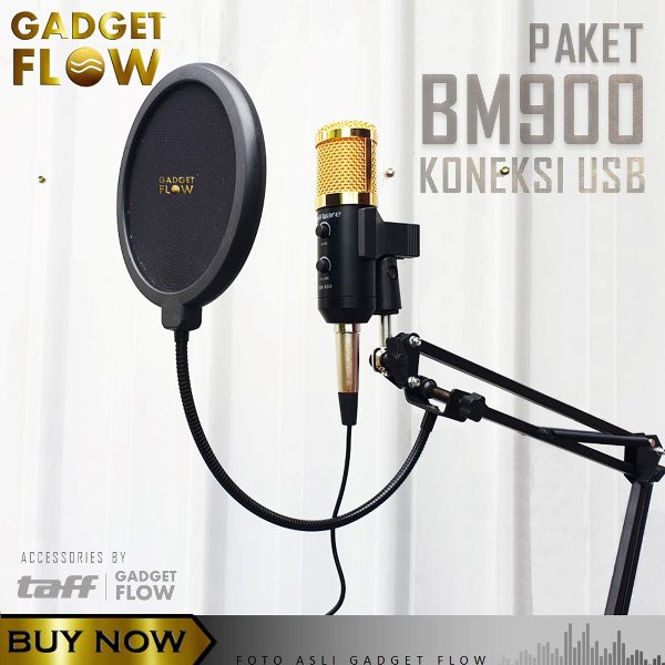 Microphone Mic Kondenser BM 900 BM900 USB PAKET RECORDING PC Laptop SMULE STARMAKER