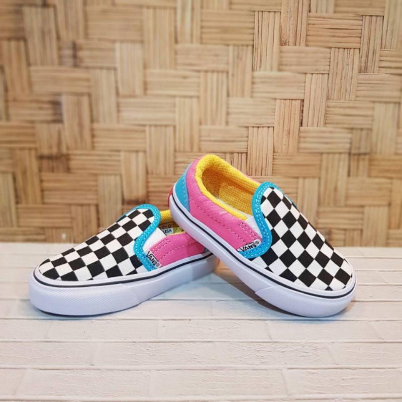 Sepatu Anak Vans Slip On Chekerboard Original Size 16 - 35 pink