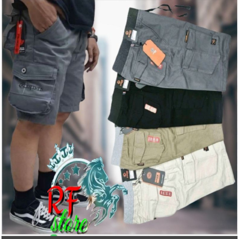 Celana pendek cargo Rip/kolor pendek cargo saku samping