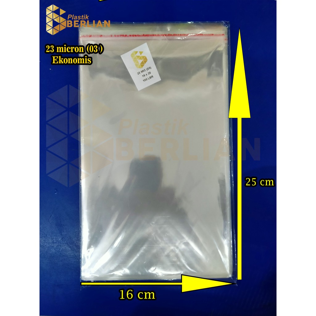 

16 x 25 cm Plastik OPP EKONOMIS 23micron (100 lbr) (lem/seal)