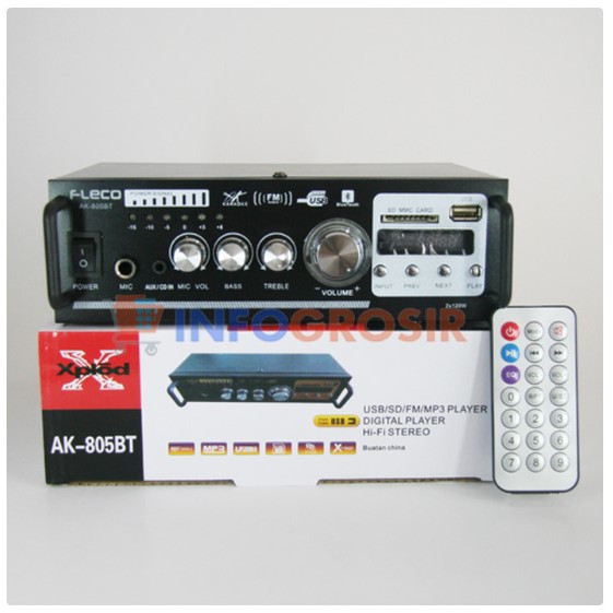 Amplifier FLECO AK-805BT Bluetooth Stereo Karaoke Mp3 player FM Radio