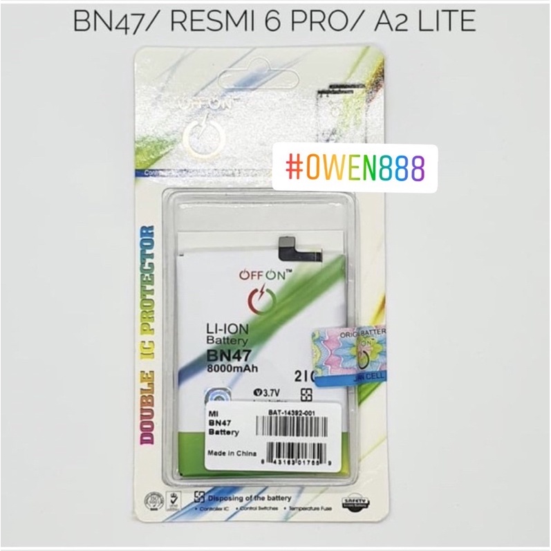 Baterai Batre Double power OFFON BN47 / Redmi 6 pro A2 Lite BN 47 Original Battery