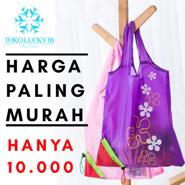 Tas Belanja Lipat Besar Strawberry Shopping Bag Organizer