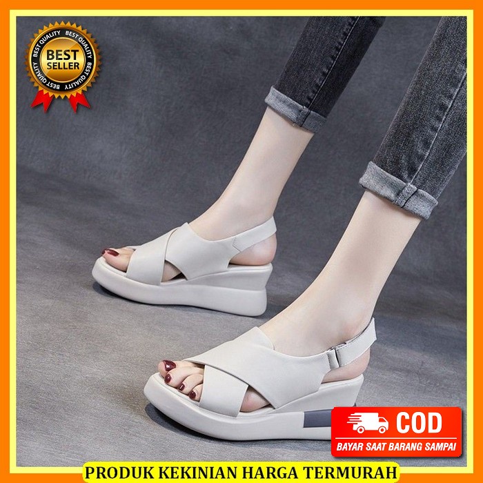 Sepatu Wedges Megan Beige Big Size 41-42-43-44-45 Sepatu Sendal Formal Pesta Impor Size Besar Beige,