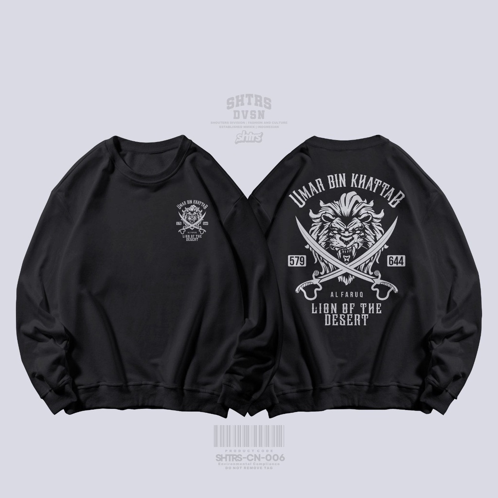 Sweater Crewneck Baju Atasan Pria Lengan Panjang Kaos Dakwah Sahabat Nabi Umar Bin Khattab Ali bin Abi Talib