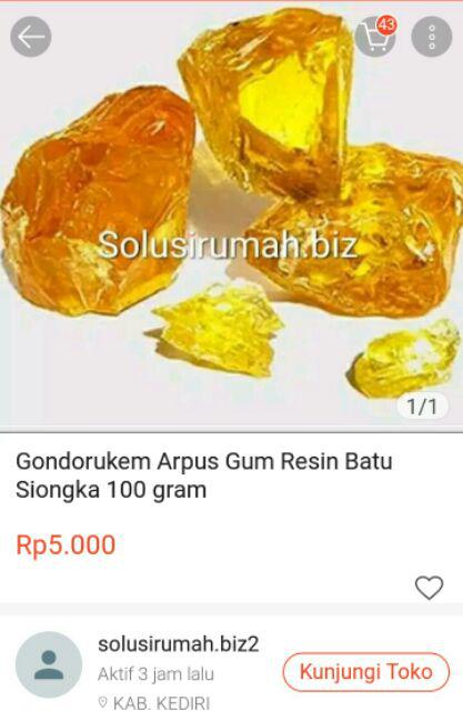 Gondorukem Arpus Gum Resin Batu Siongka 100 Gram