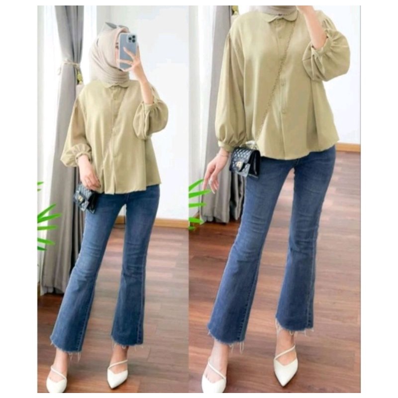 ELZE BLOUSE ATASAN WANITA OVERSIZE KEMEJA POLOS SYAKILA