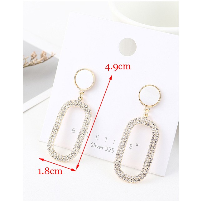 LRC Anting Tusuk Fashion Golden Resin Cutout Geometric Earrings With Diamonds Y63212