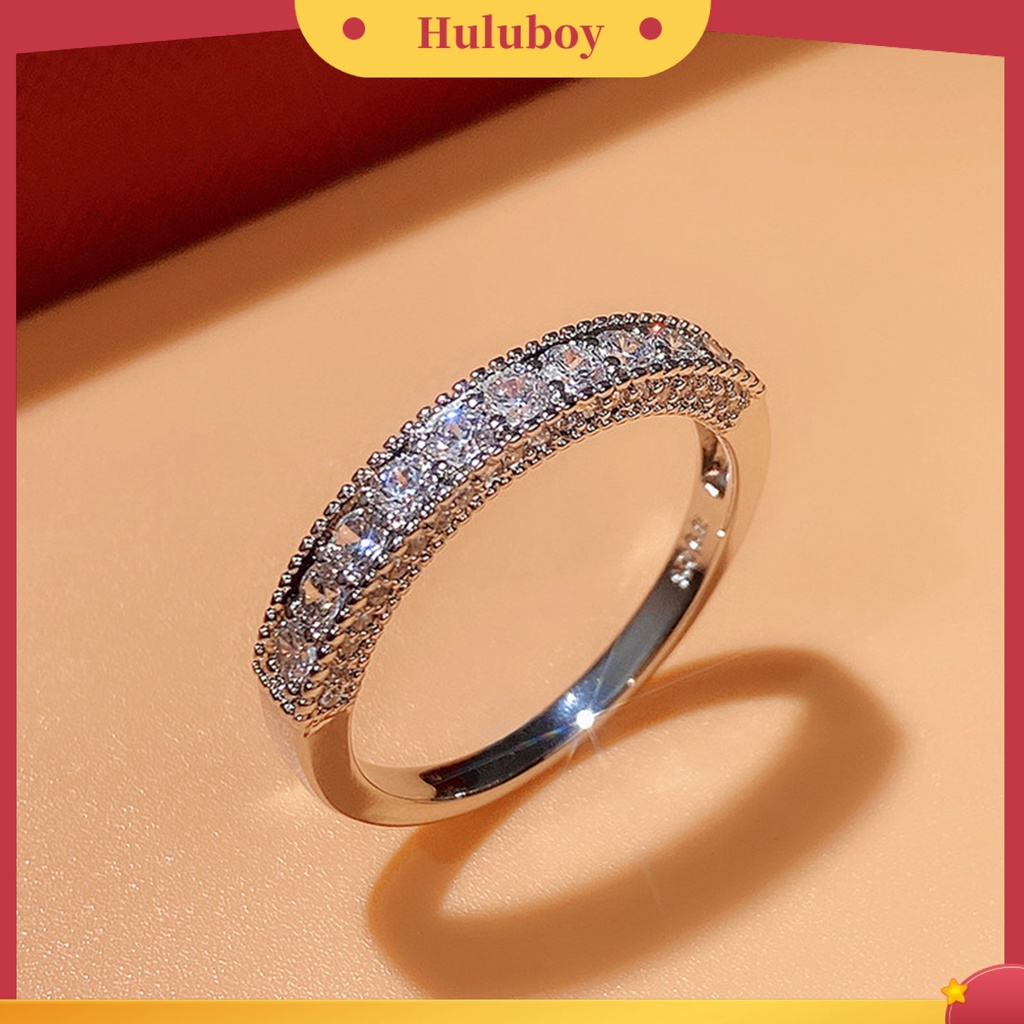 Hu Hu Hu Hu Hu Alat Bantu Pasang Kacamata♡ Cincin Kristal Cubic Zirconia Bulat Berkilau Untuk Hadiah Valentine Priawanita