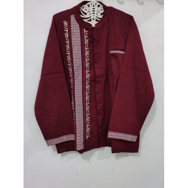 Baju Atasan Koko Katun Muslim KEKE Merah Maroon Pria Cowok