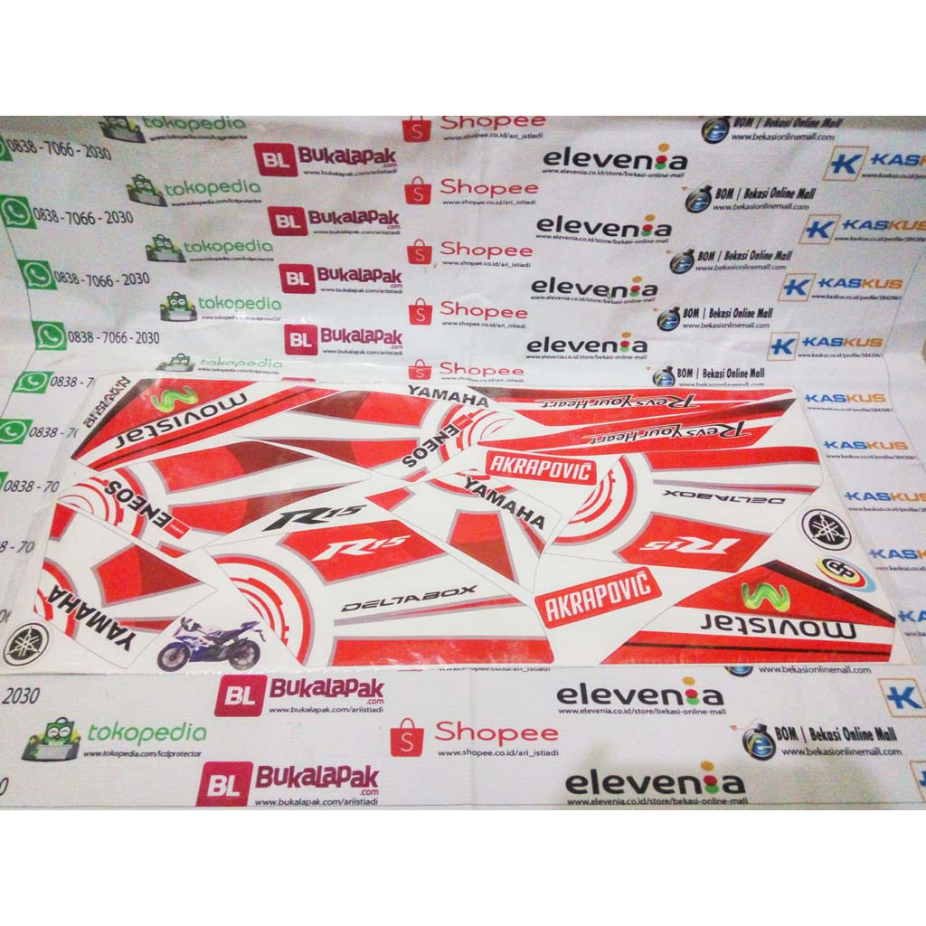 Striping Stiker Sticker list body yamaha r15 yzf-r15 yzf merah