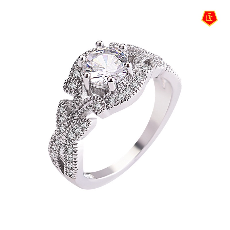 [Ready Stock]Graceful Fashionable Leaf-Shaped Diamond Ring