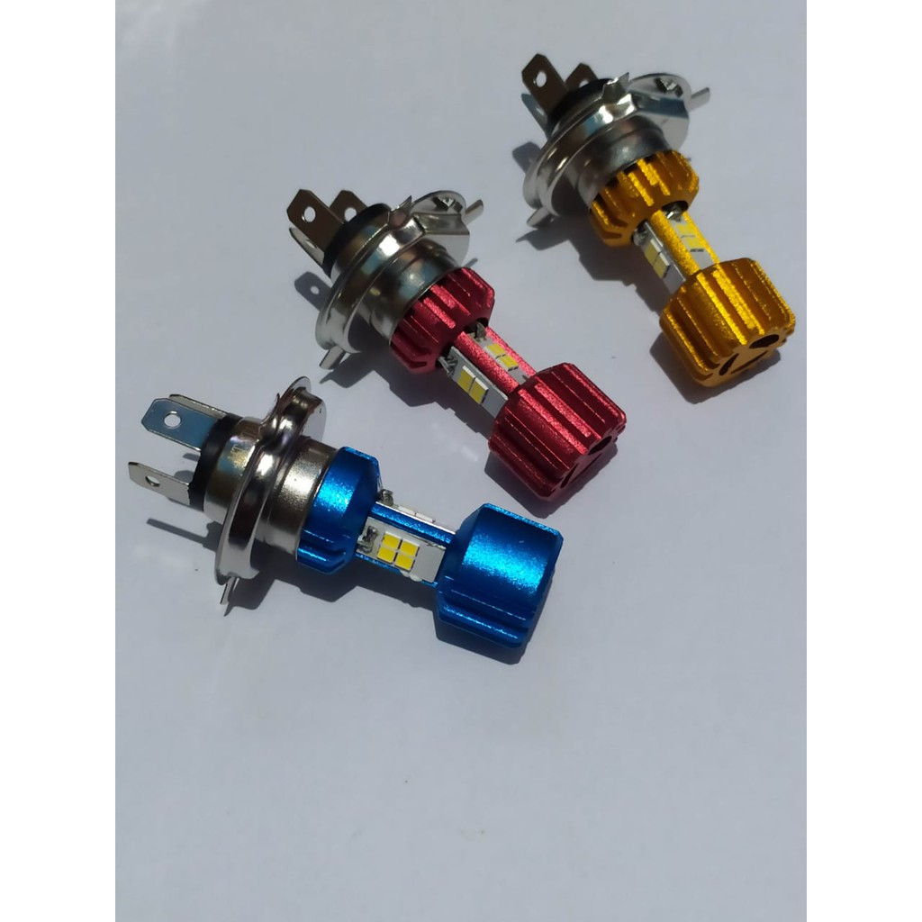 Lampu Depan LED HK 3 Sisi Untuk Motor Model Kaki H4