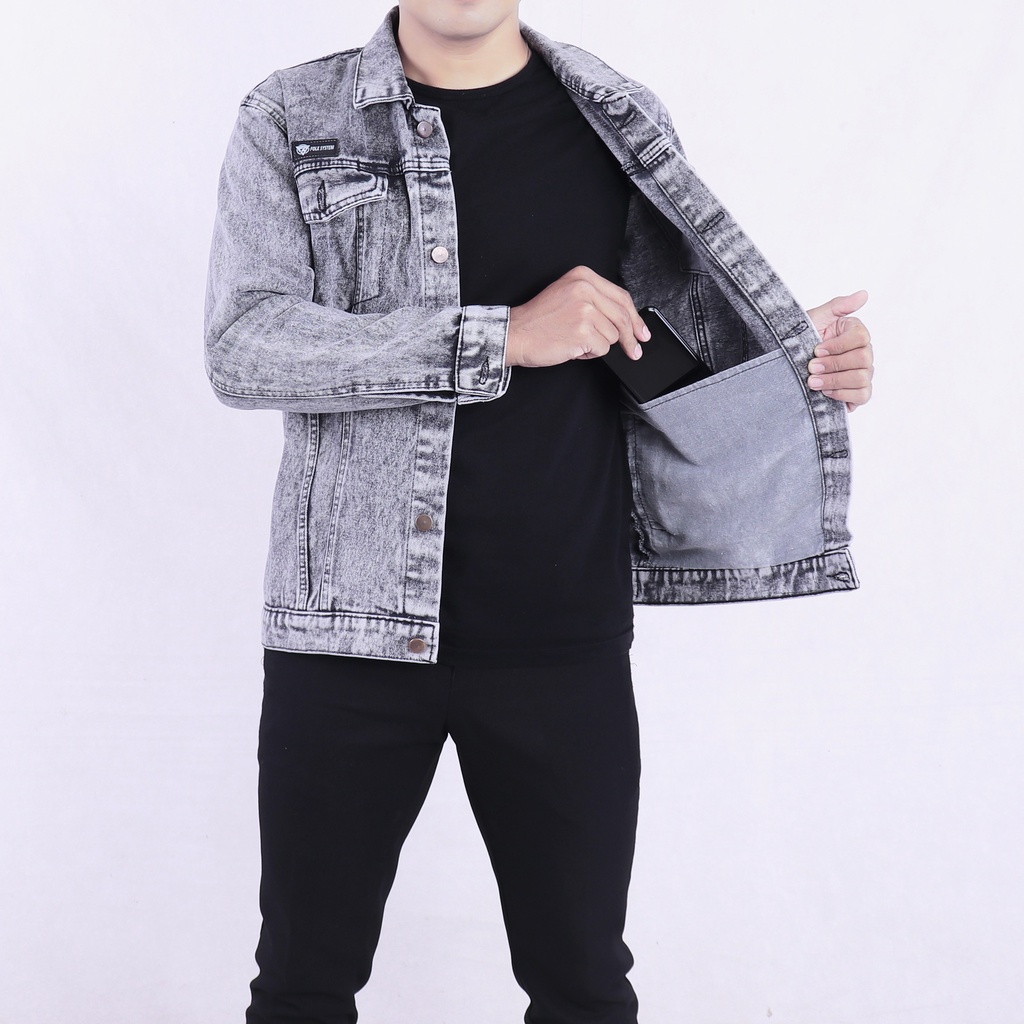 Jaket jeans denim pria folksystem