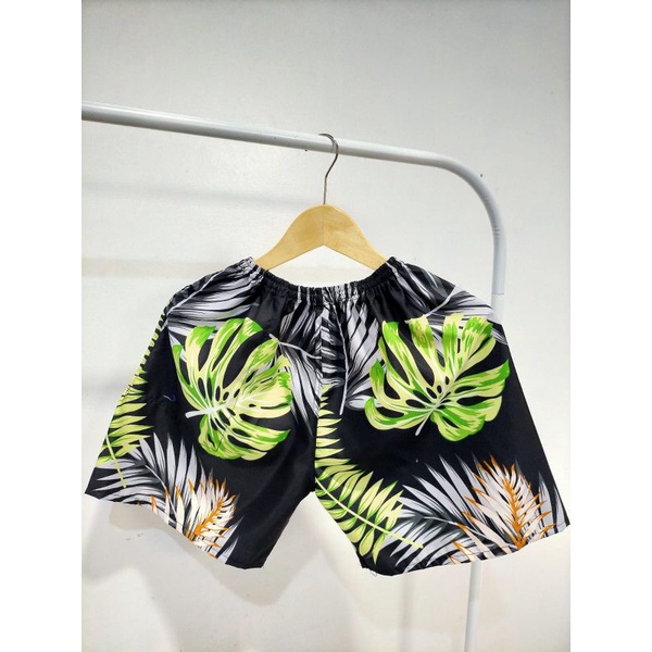 CELANA KOLOR | CELANA SANTAI | CELANA MURAH | GROSIR CELANA PENDEK BOXER PRIA / WANITA DEWASA-Black monstera