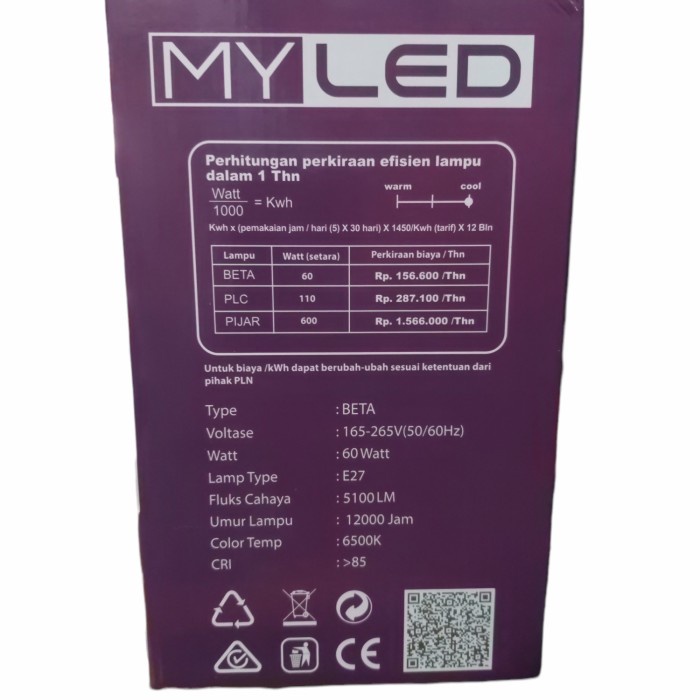 NEW Lampu My led BETA Capsule 60W garansi jumbo led murah 60 watt myled