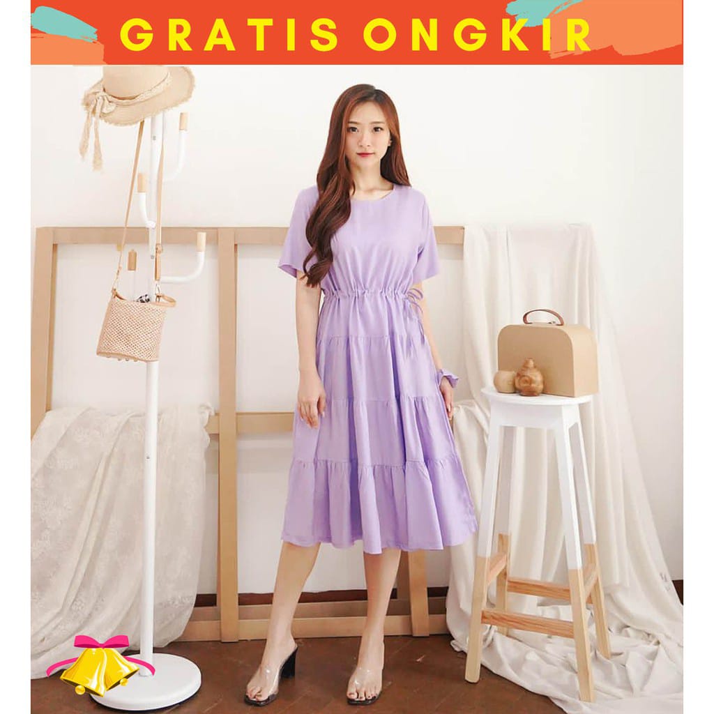 DRESS RUFFLE/DRESS POLOS/DRESS WANITA/BAHAN KATUN SHAKILLA