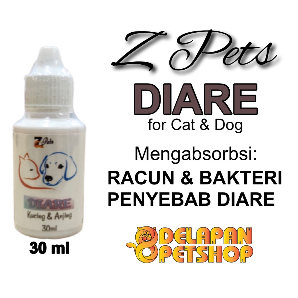 Z Pets DIARE 30 ml / Obat Mencret / Gastro Intestinal / Kucing Anjing / Cat &amp; Dog