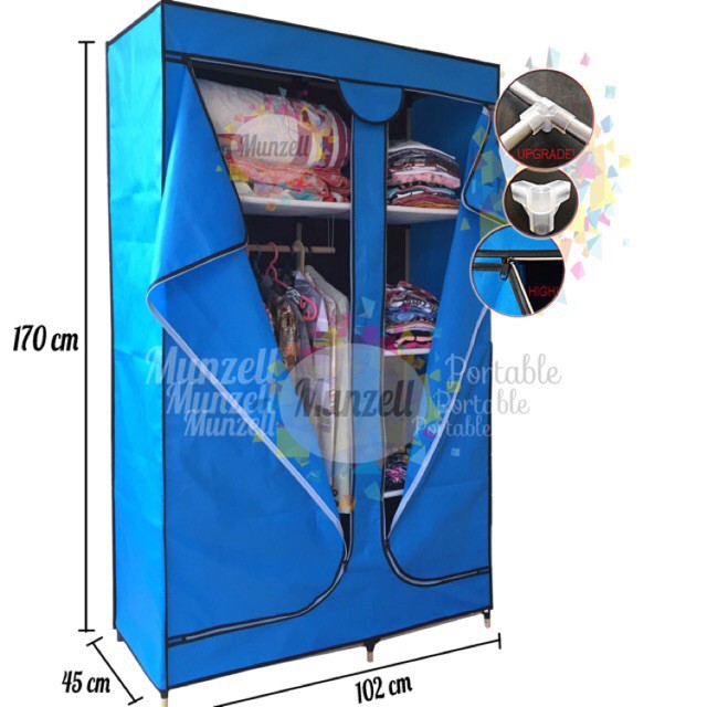 LEMARI PAKAIAN Type LPF 03, BIRU. (Lemari Baju/Lemari Anak. 1 Gantung + 6 sekat)