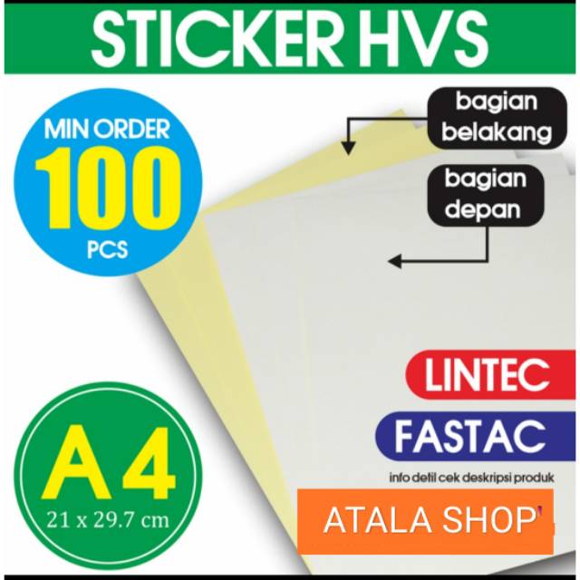 

Kertas Sticker HVS / Printable Sticker (bisa di print)-FPL isi 100