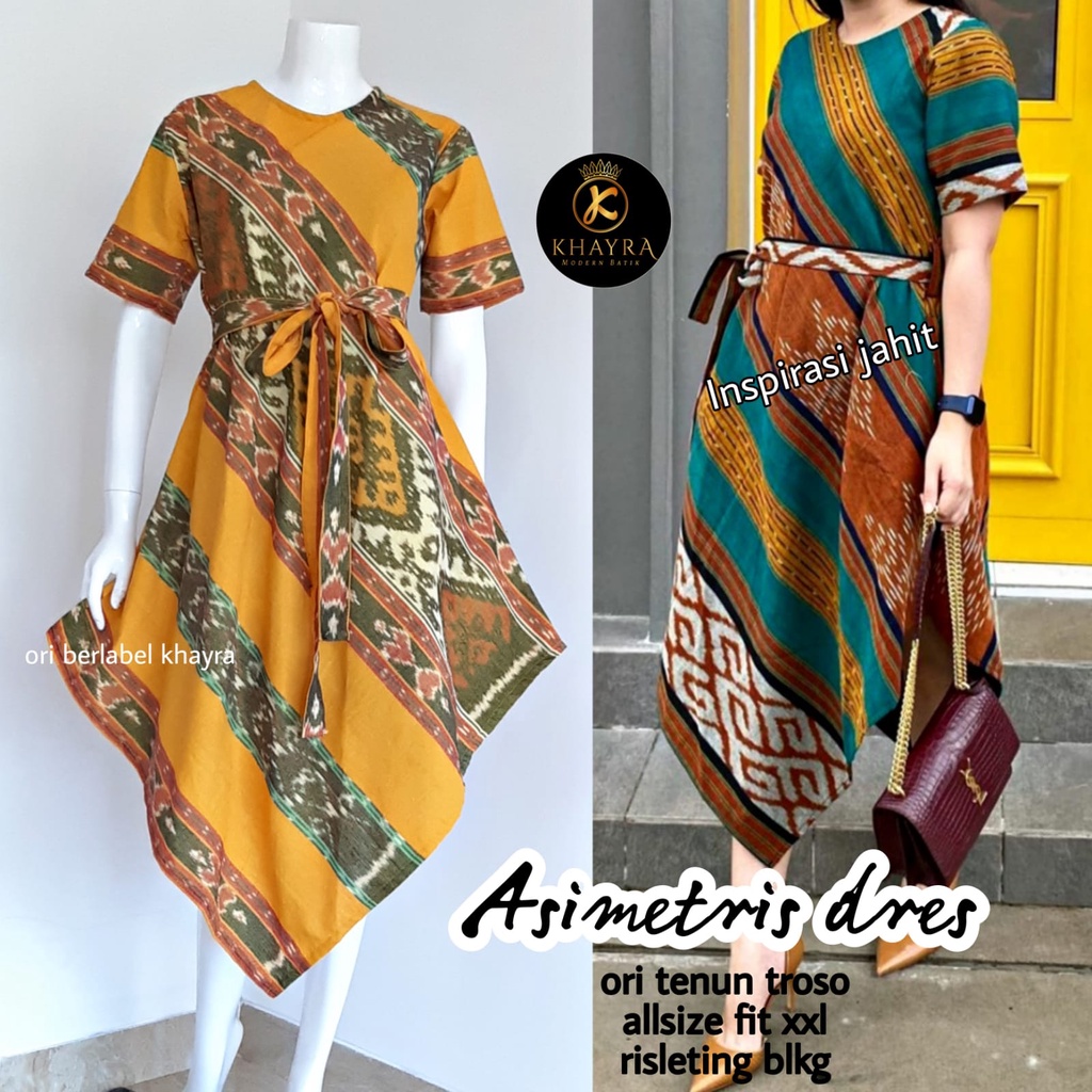 Dress Tenun Asimetris Terbaru / Dress Tenun Original Troso Klasik Terbaru