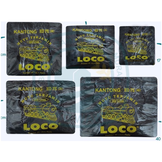 Kantong Plastik HD PE Loco Hitam 500gram / Kantong Kresek Hitam ALL Size