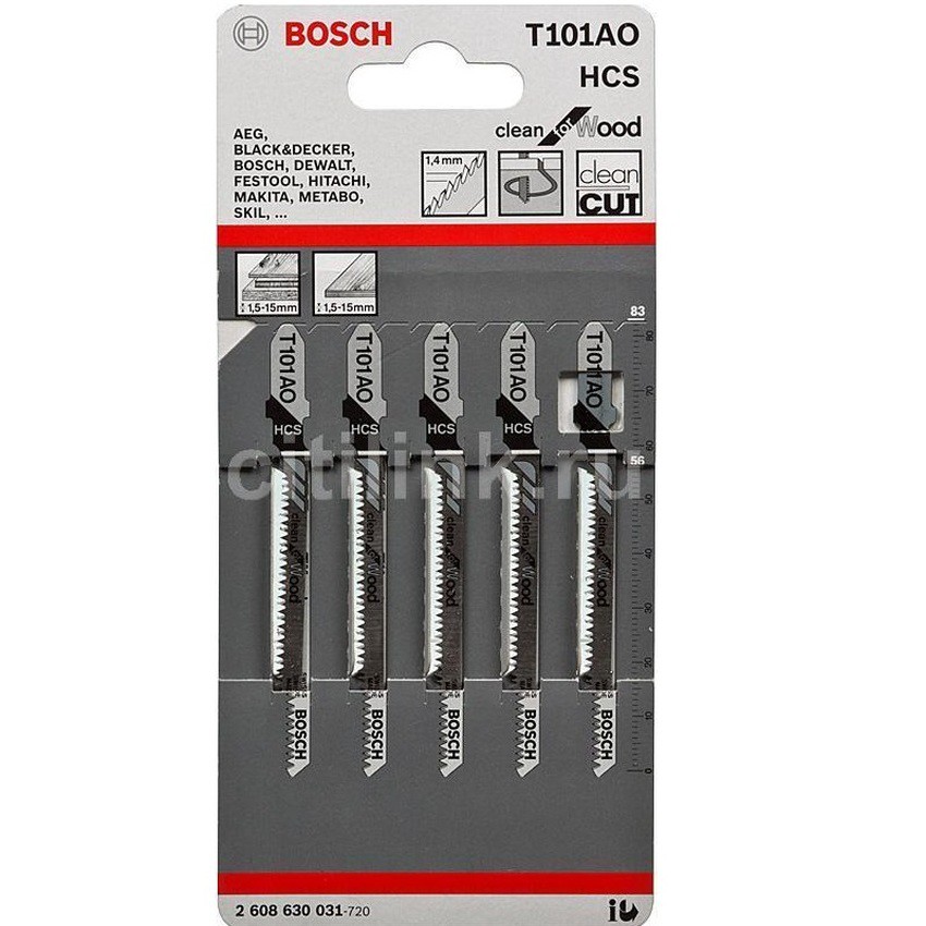 BOSCH Mata Gergaji Kayu / Jigsaw Blade Set for Clean Cut T101AO 5 Pcs - Grey